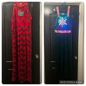2 Womens Christmas Overalls- Medium